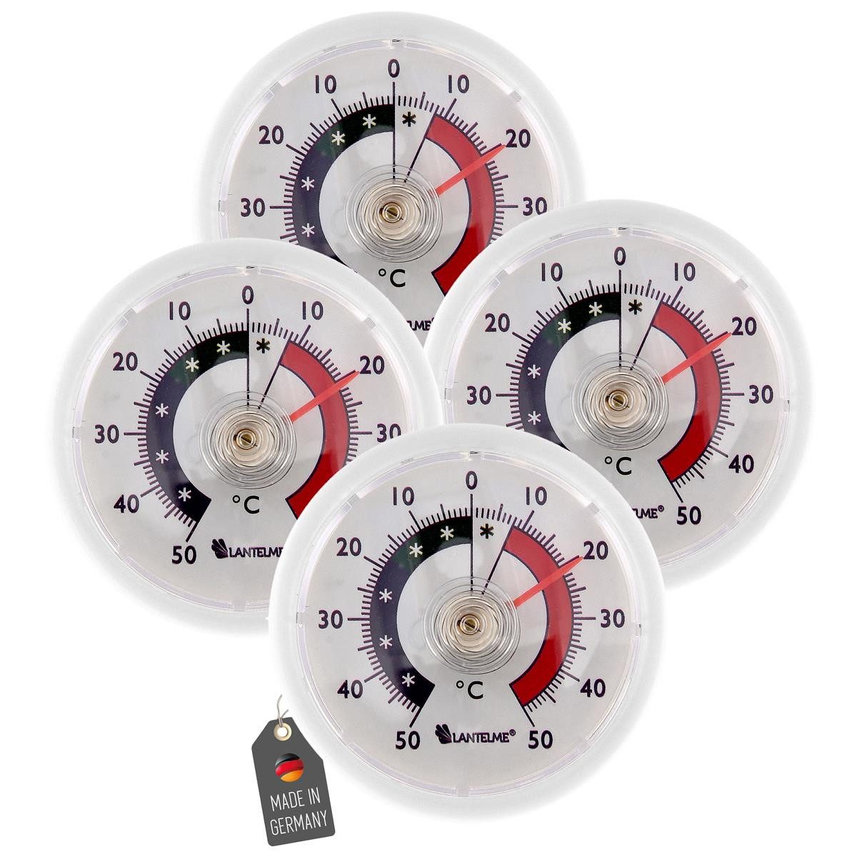 Lantelme Kühlschrankthermometer 4 Stück Set Selbstklebend Gefrierschrank Thermometer Weiß, 4-tlg.