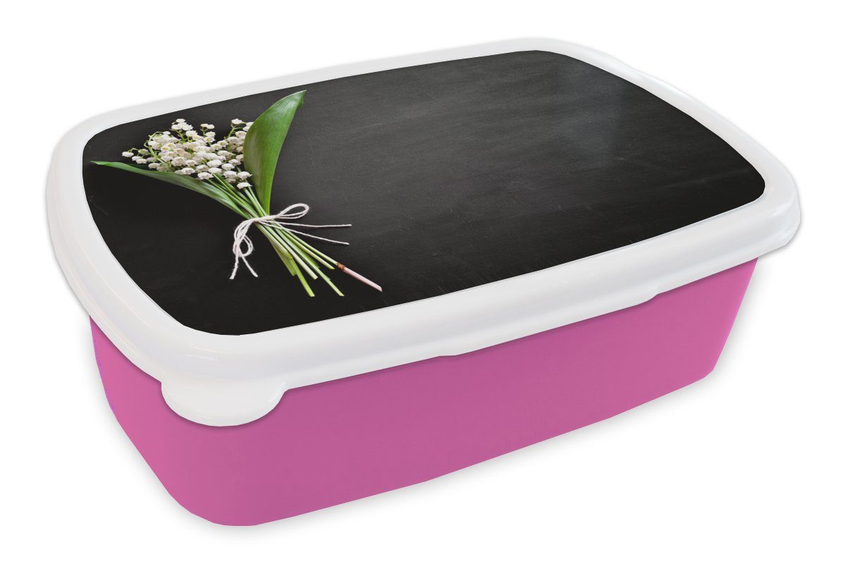 MuchoWow Lunchbox Blumen-5-1-1, Kunststoff, (2-tlg), Brotbox für Erwachsene, Brotdose Kinder, Snackbox, Mädchen, Kunststoff rosa | Lunchboxen