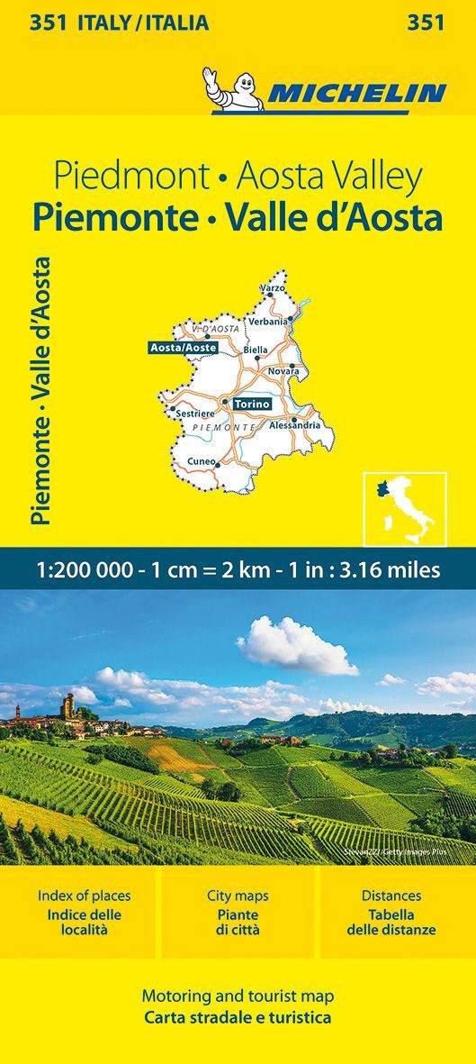 Michelin Piemonte, Valle d' Aosta - 351 / diverse, Straßen- und Tourismuskarte 1:200.000; Auflage 2023