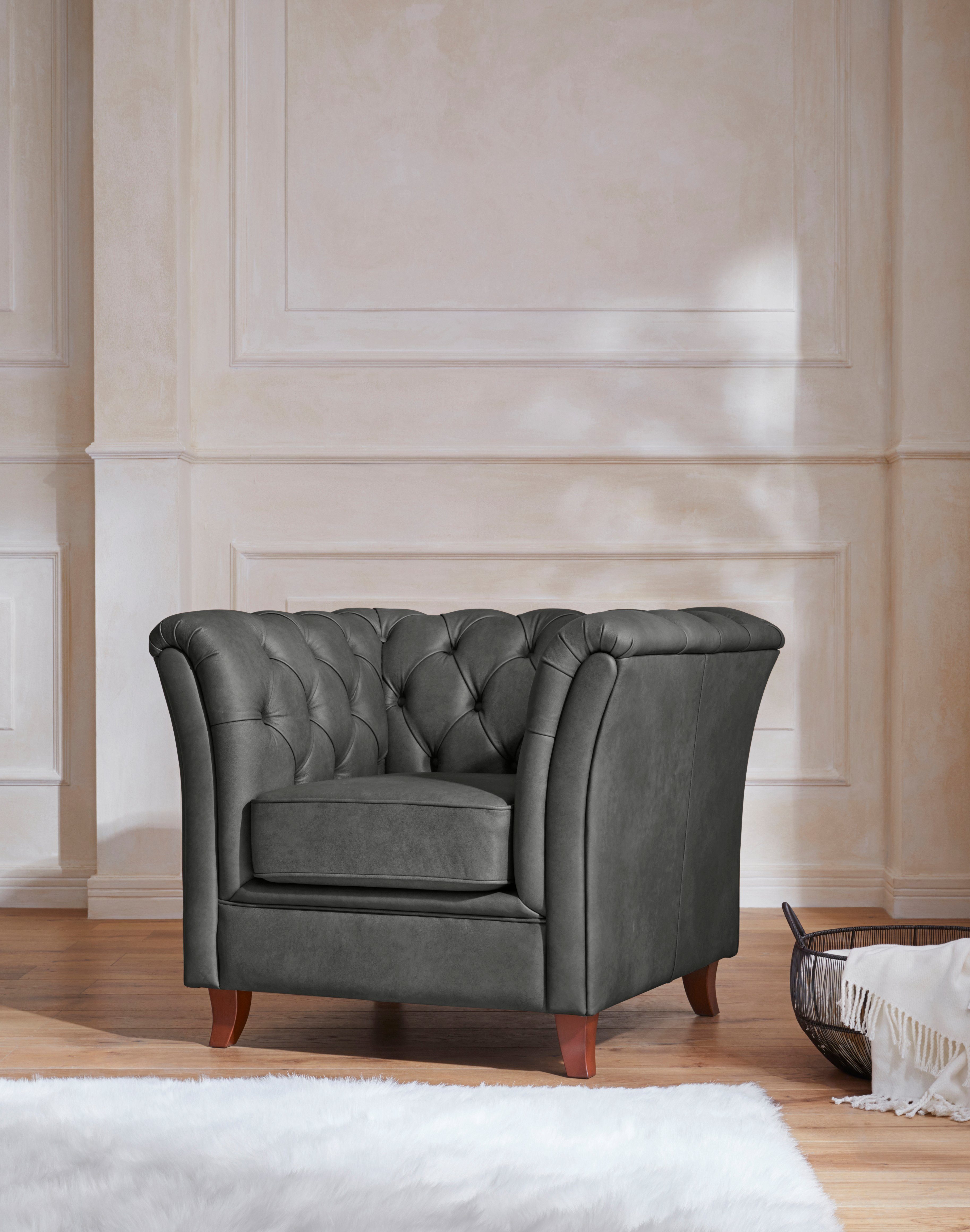 Home affaire Chesterfield-Sessel Reims Cocktailsessel, Sessel, mit echter Chesterfield-Knopfheftung, hochwertige Verarbeitung