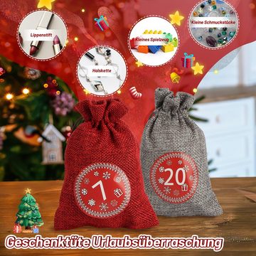 Bettizia Dekohänger Christbaumschmuck -DIY Weihnachtskalender zum Befüllen Jutesäckchen