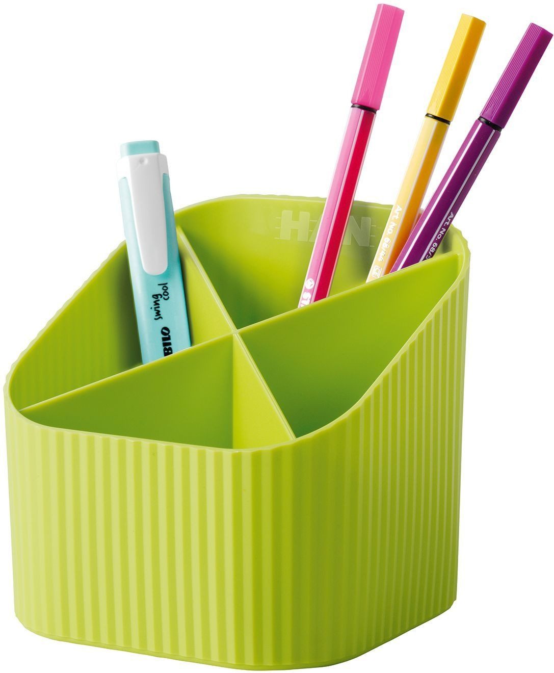 HAN-Bürogeräte Tischaufsatz Schreibtischköcher Re-X-Loop 4 Fächer RC-Kunststoff lemon