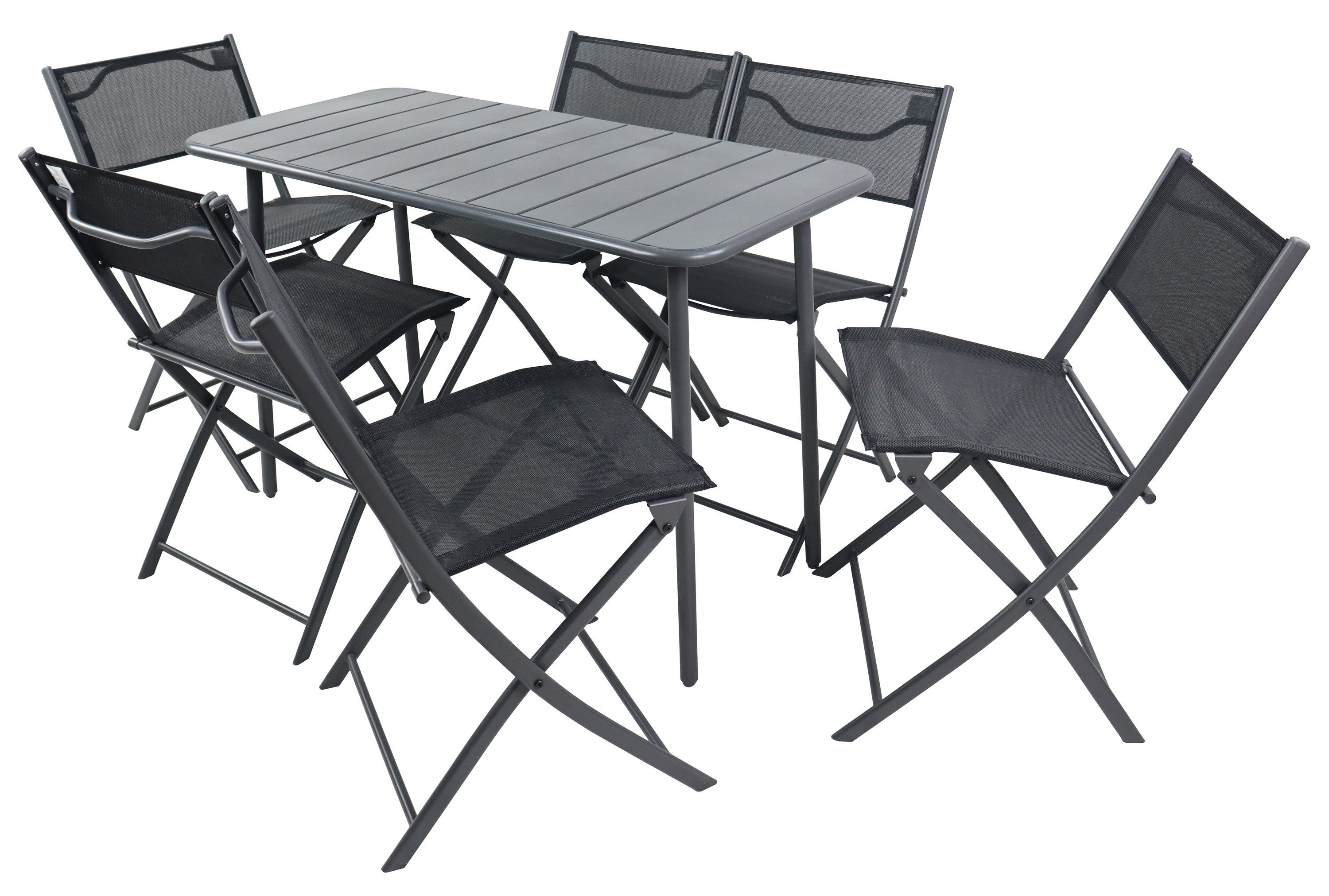 VCM Garten-Essgruppe 7 teiliges Gartenmöbel Balkon Set Sumila mit Tisch, (Set, 7-tlg., 1x Tisch 6x Stuhl)