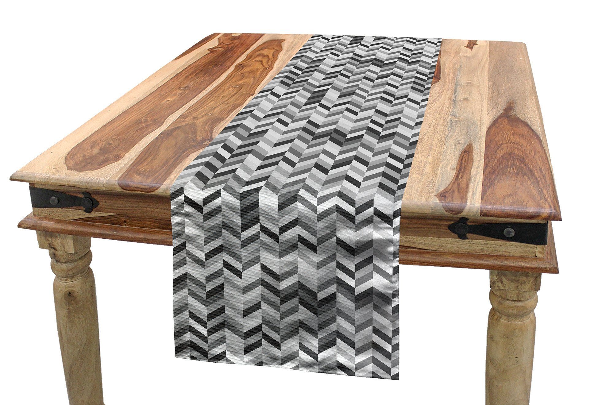 Chevron Küche Esszimmer Rechteckiger Waves Tischläufer Dekorativer Fractal Abakuhaus grau Tischläufer,