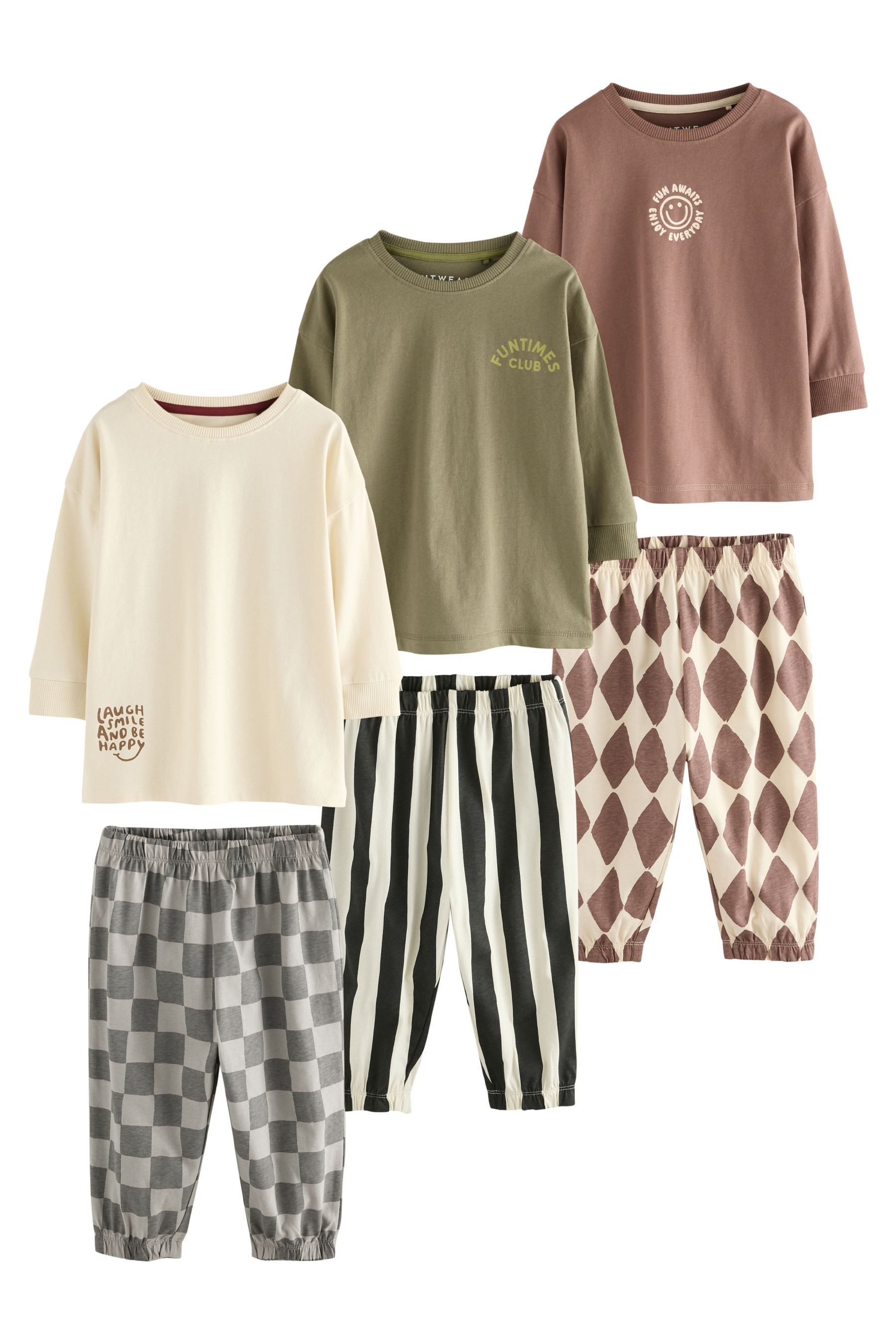 Pyjama Oversized Fit Schlafanzüge, 3er Pack
