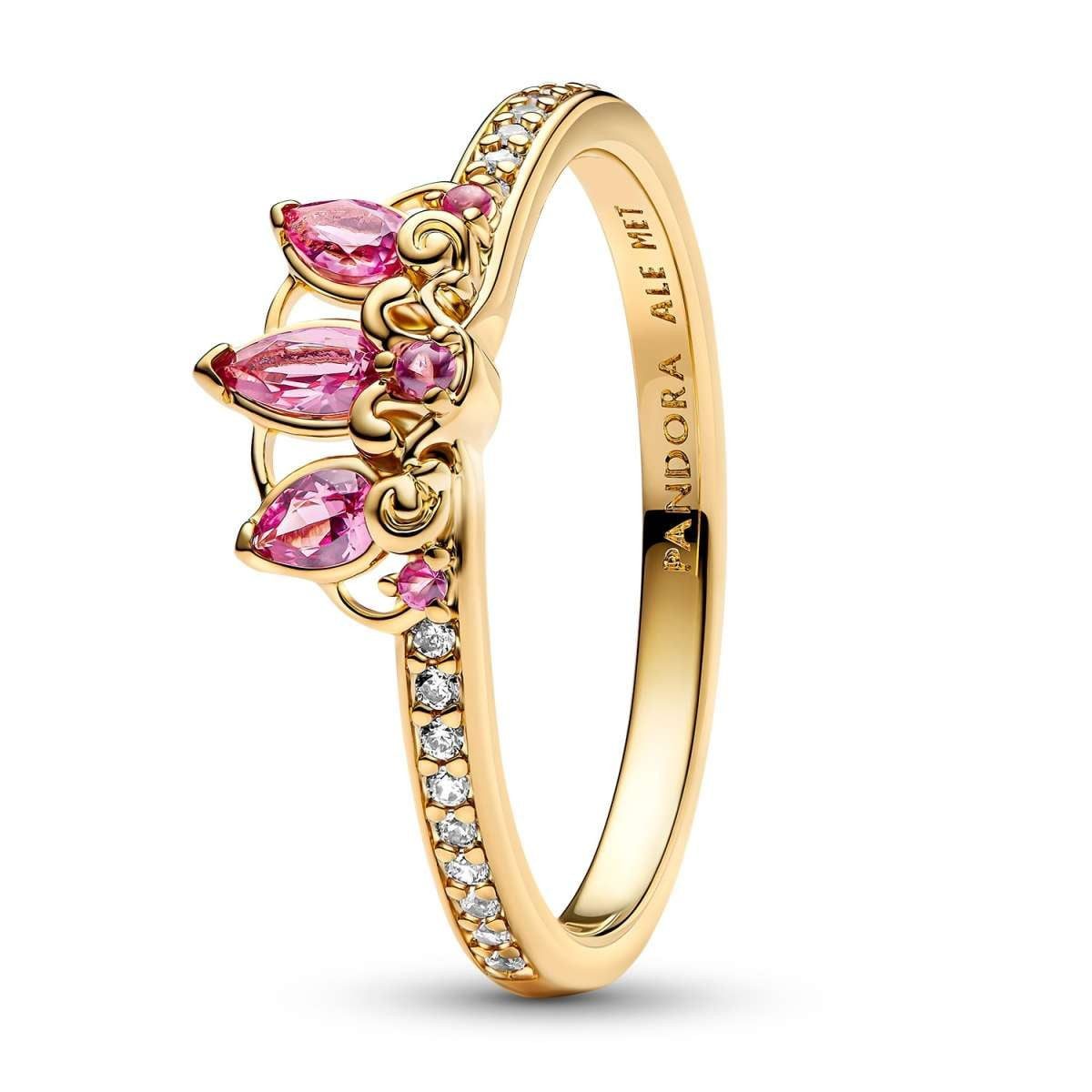 Pandora Fingerring 163651C01, Damenring Disney Prinzessin Rapunzel Tiara Goldfarben