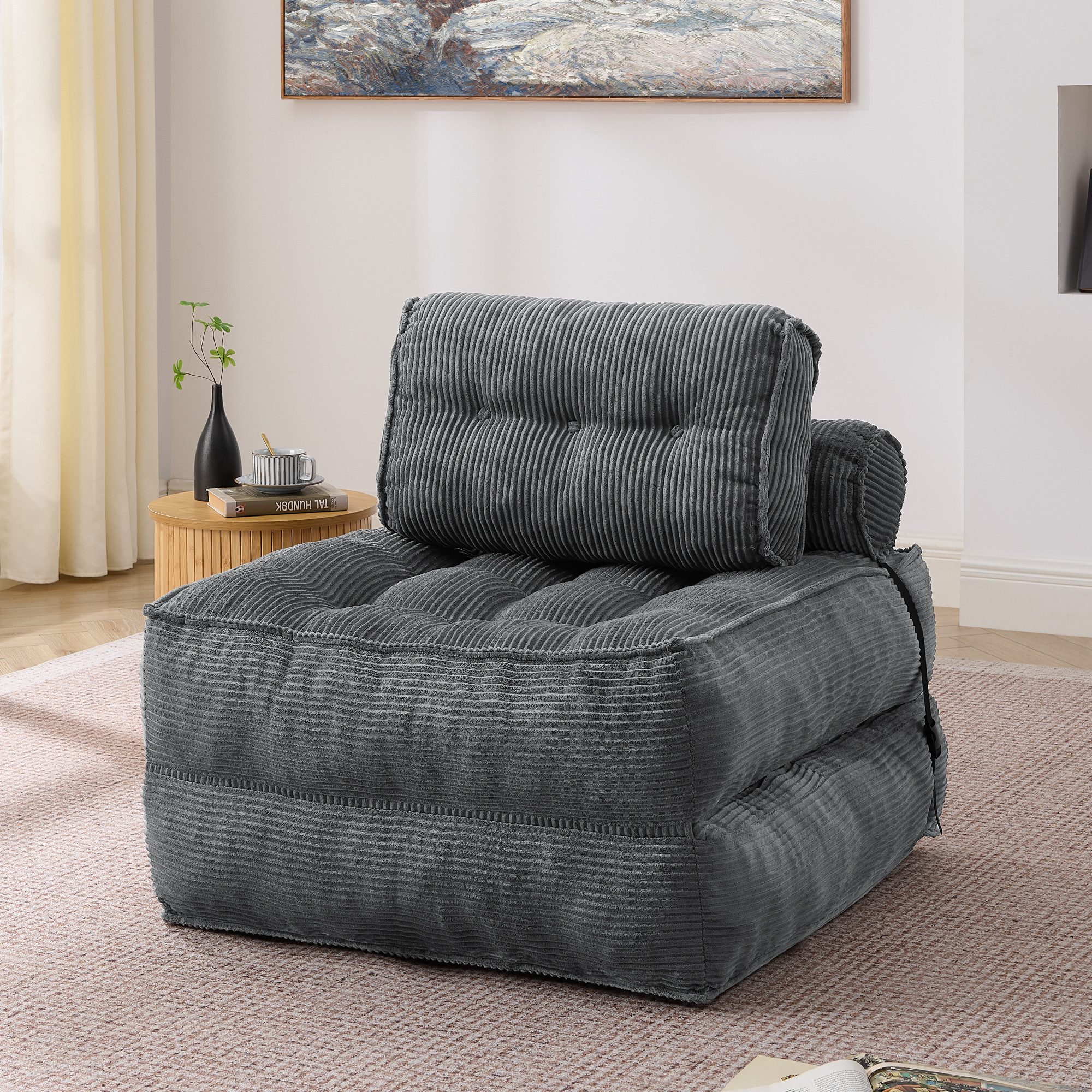 Schlafsofa Schlafsessel Klappsofa Cord 2-in-1 Schlafsofa mit Bettfunktion