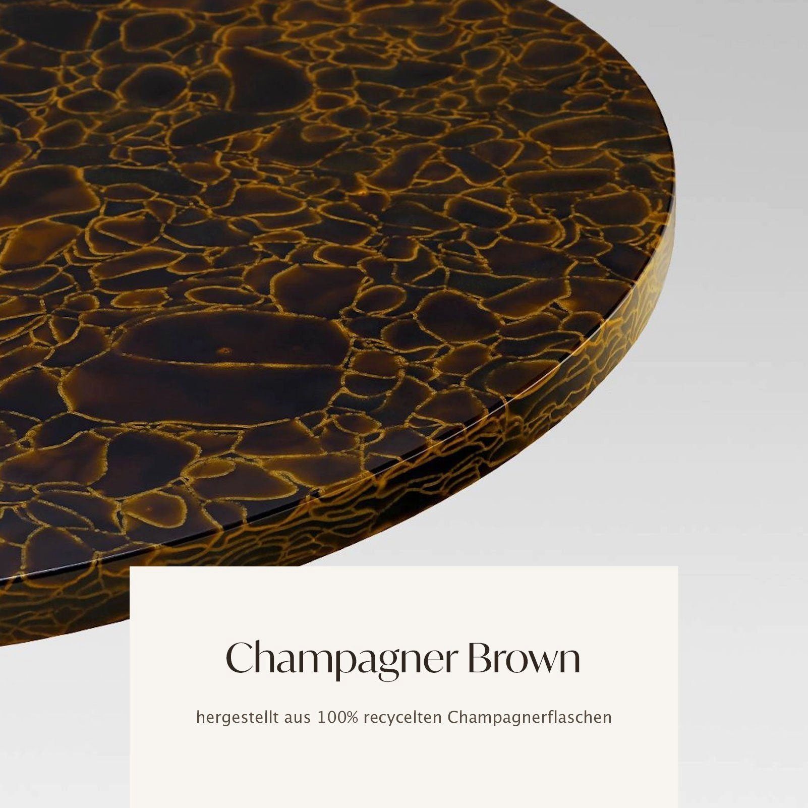 MAGNA Atelier Dekotablett Brown rund, mit GLASKERAMIK, Champagne Käseplatte Glaskeramik, Ø30cm CHEFCHAOUEN