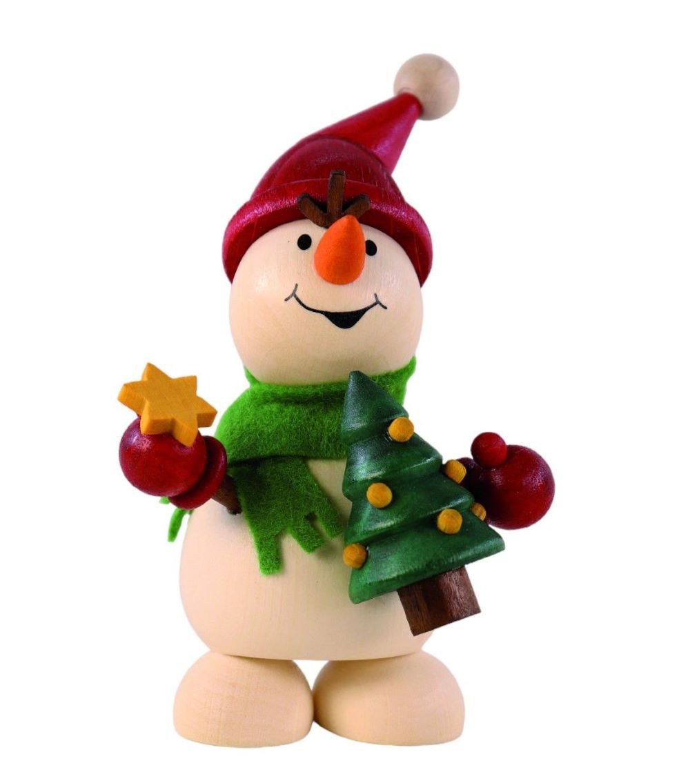 Ullrich Kunsthandwerk Schneemann kleiner Schneemann mit Weihnachtsbaum 10 cm in Geschenkbox