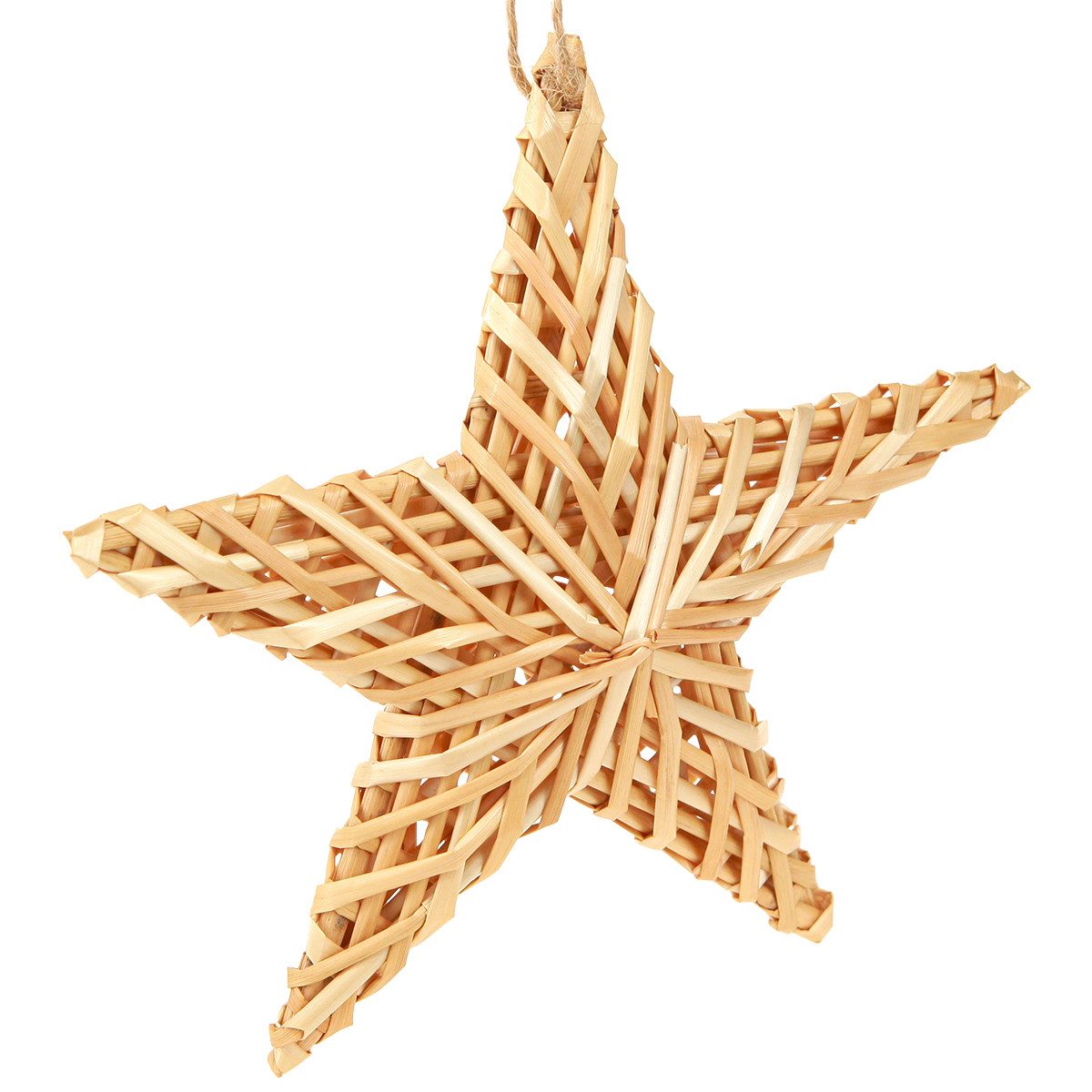 Viana Christbaumschmuck Weihnachtsdeko Rattan Sterne Hängend Rustikal Boho Design, 3 Stück