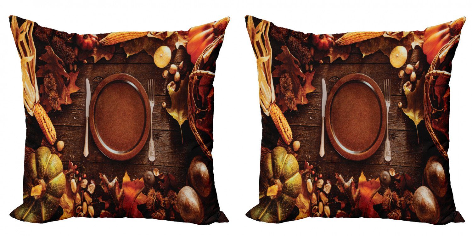 zu Stück), Thanksgiving Doppelseitiger Abendessen Abakuhaus Accent Ernte Kissenbezüge Digitaldruck, Modern (2