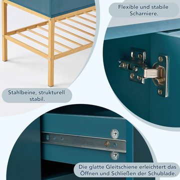 OKWISH Sideboard Kommode (1 St., 1,3 m langes Sideboard), goldene Verzierungen, Stilvoller blauer Schrank