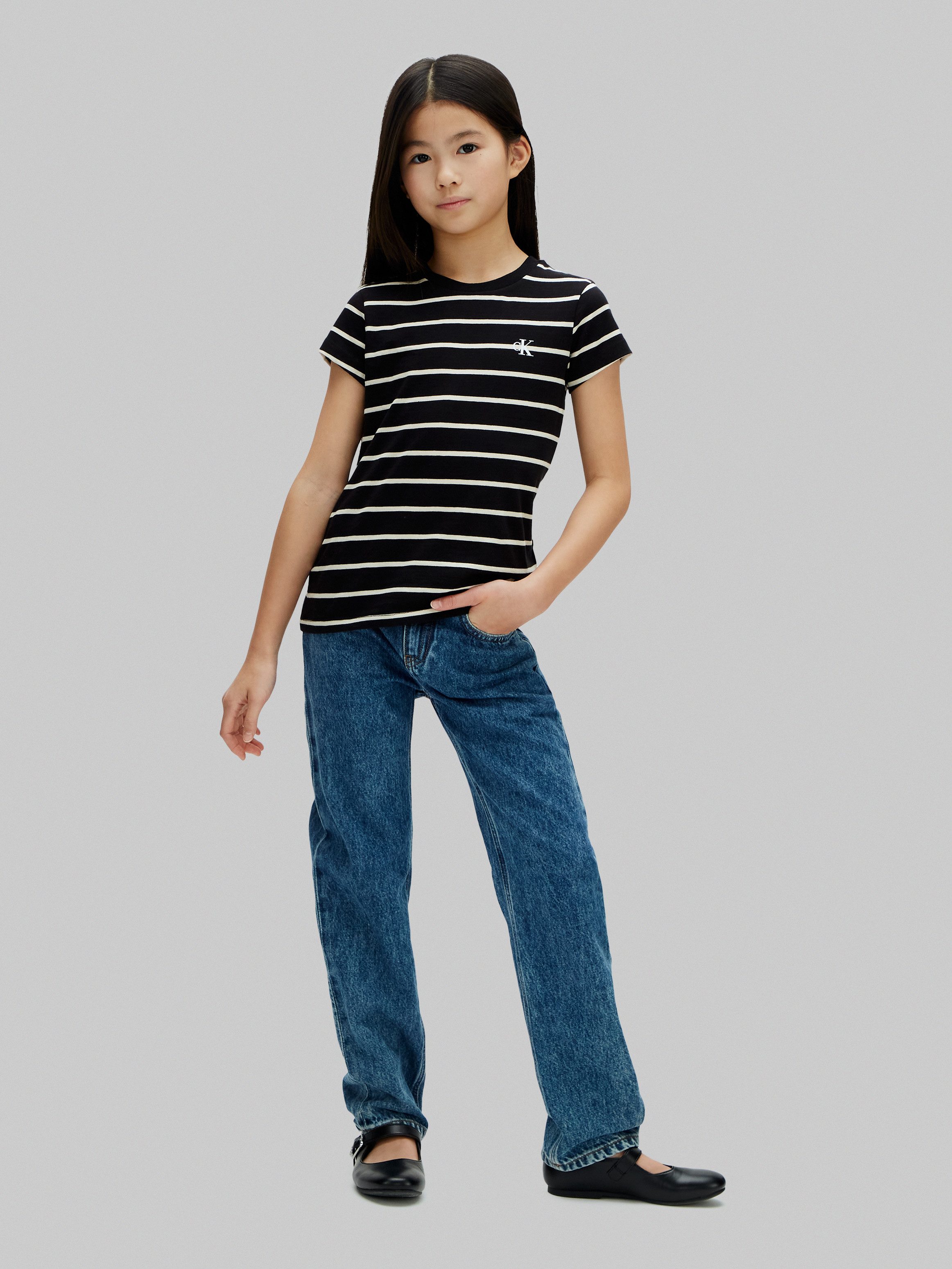 Calvin Klein Jeans T-Shirt 2-PACK STRIPE SLIM SS T-SHIRT (Packung, 2er) für Kinder bis 16 Jahre, unifarben & geringelt