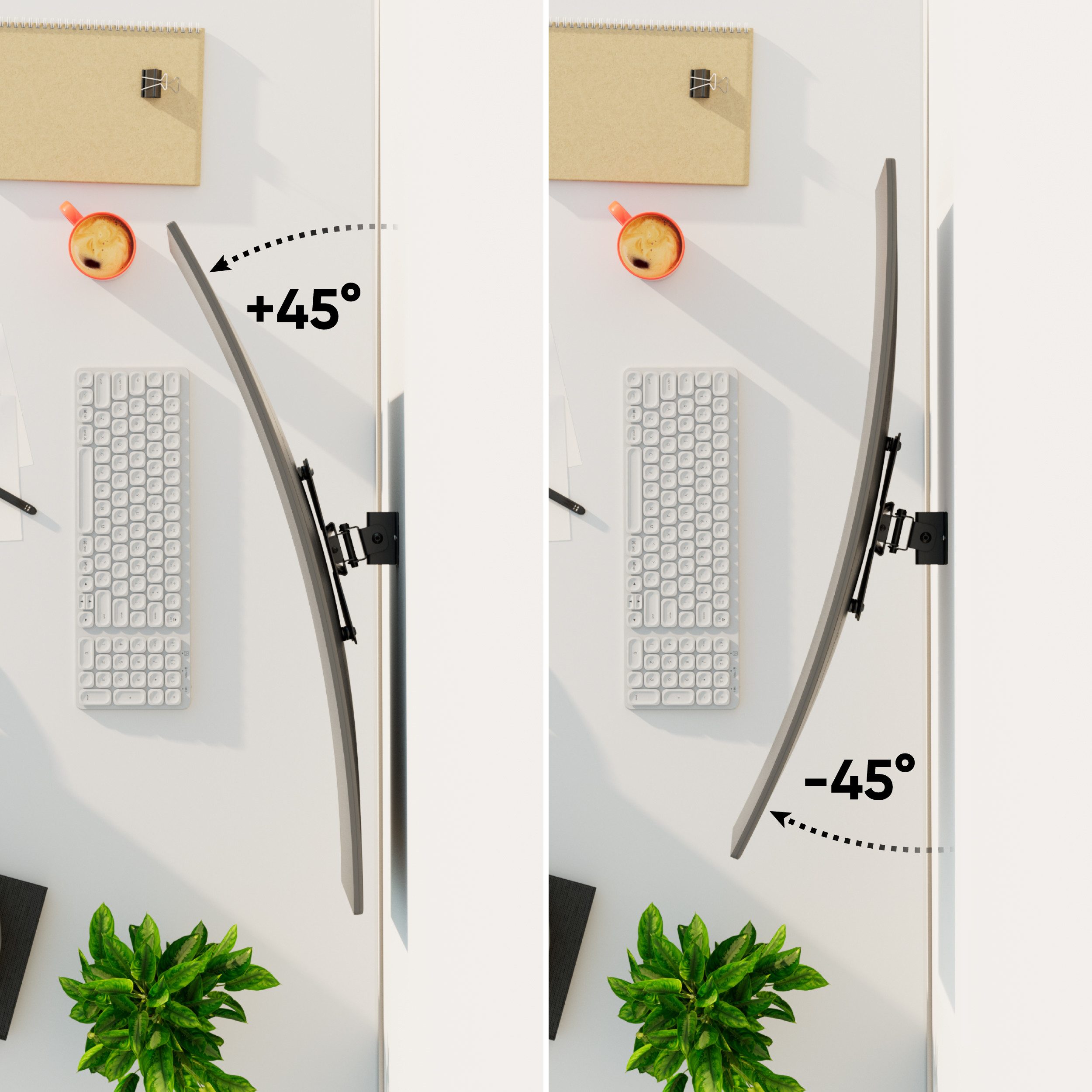 ONKRON TV-Wandhalterung 17-43 Zoll, bis 35 kg, VESA 75x75-200x200, NP23-B, (bis 43,00 Zoll, schwenkbar, neigbar, kompakt) – Bild 5 von 5