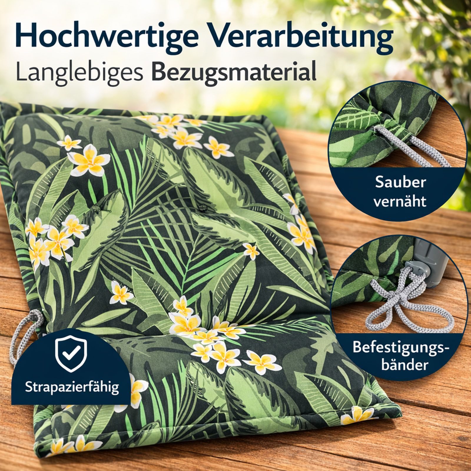 BURI Hochlehnerauflage Hochlehner Auflagen Sitzkissen Polster für Sessel Gartenstuhl Kissen, (6 St)