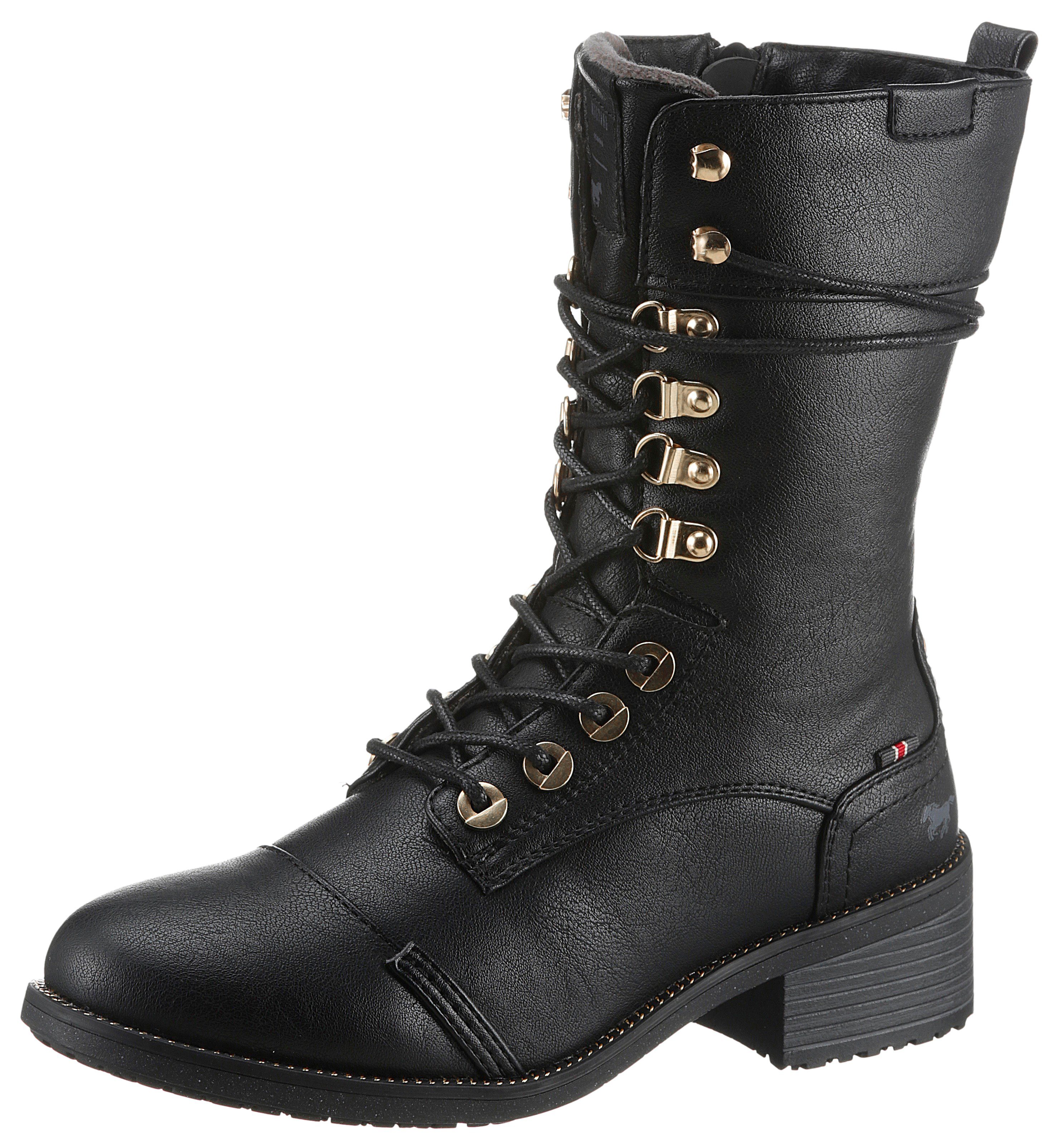 Mustang Shoes Schnürstiefelette mit goldfarbenen Ösen