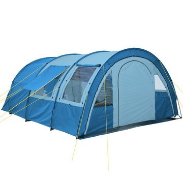 CampFeuer Tunnelzelt Zelt Multi für 4 Personen, Blau / Hellbau, 5000 mm Wassersäule, Personen: 4