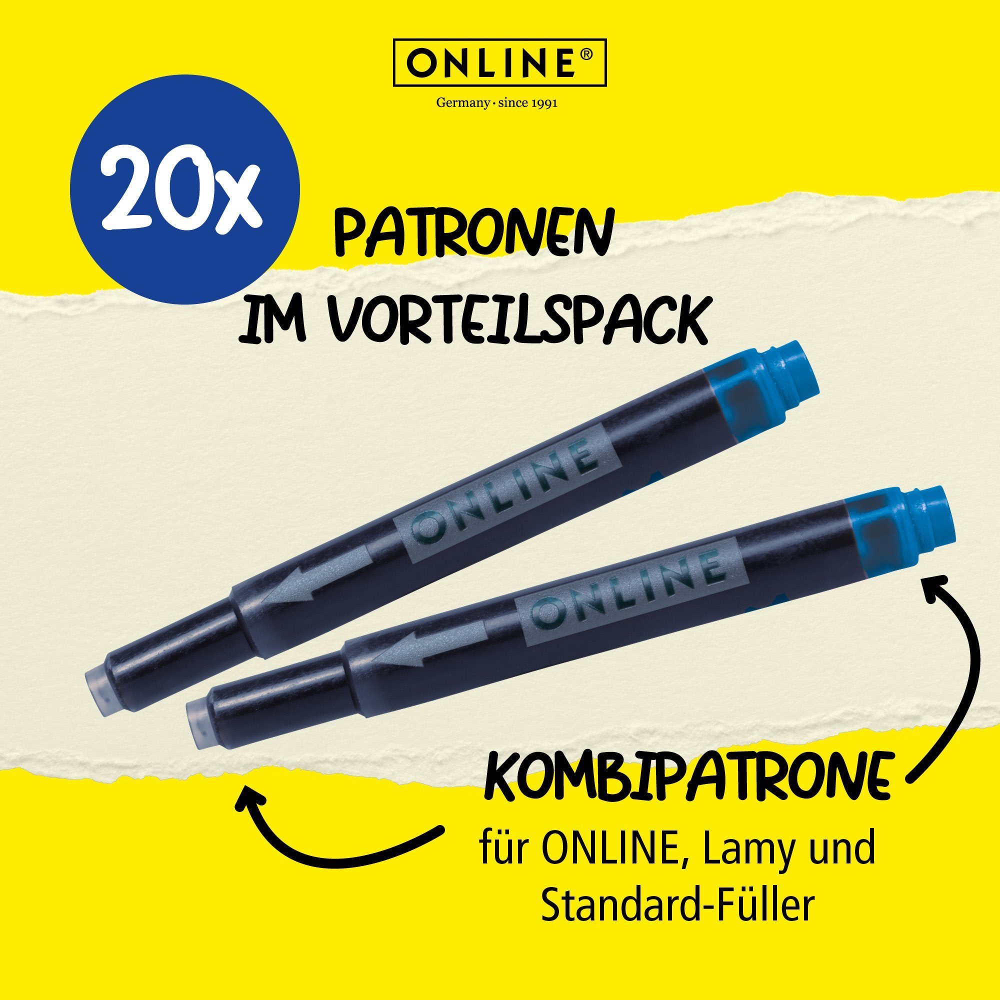 Tintenkiller Vorteilspack) 20x 1x (Universal-Füllhalter passend Kombi-Tintenpatrone Pen LAMY, Tintenpatrone Patronen etc., Füller Patronen Pelikan, für Online auch &