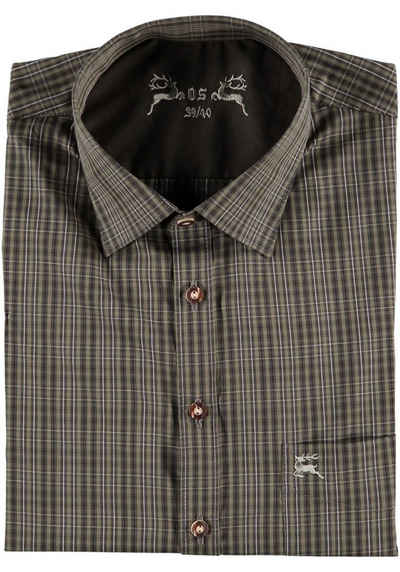 OS-Trachten Outdoorhemd Enevi Herren Langarmhemd mit Hirsch-Stickerei auf der Tasche