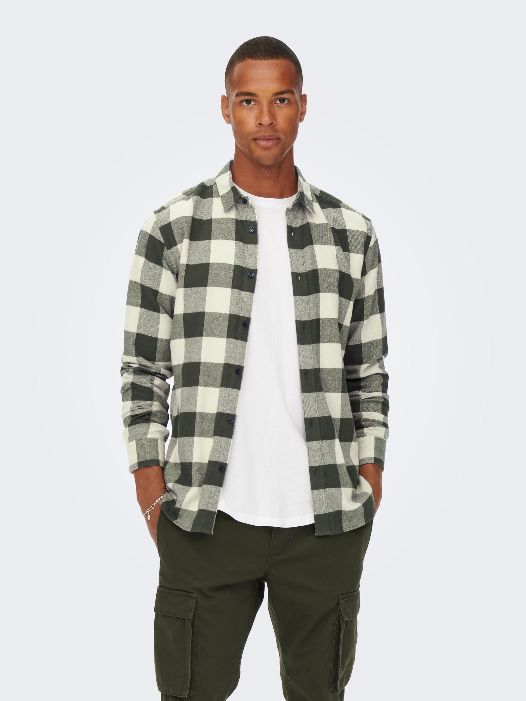 ONLY & SONS Langarmhemd Freizeit Karohemd Holzfäller Kariertes Flanellhemd (1-tlg) ONSGUDMUND LS CHECKED SHIRT NOOS