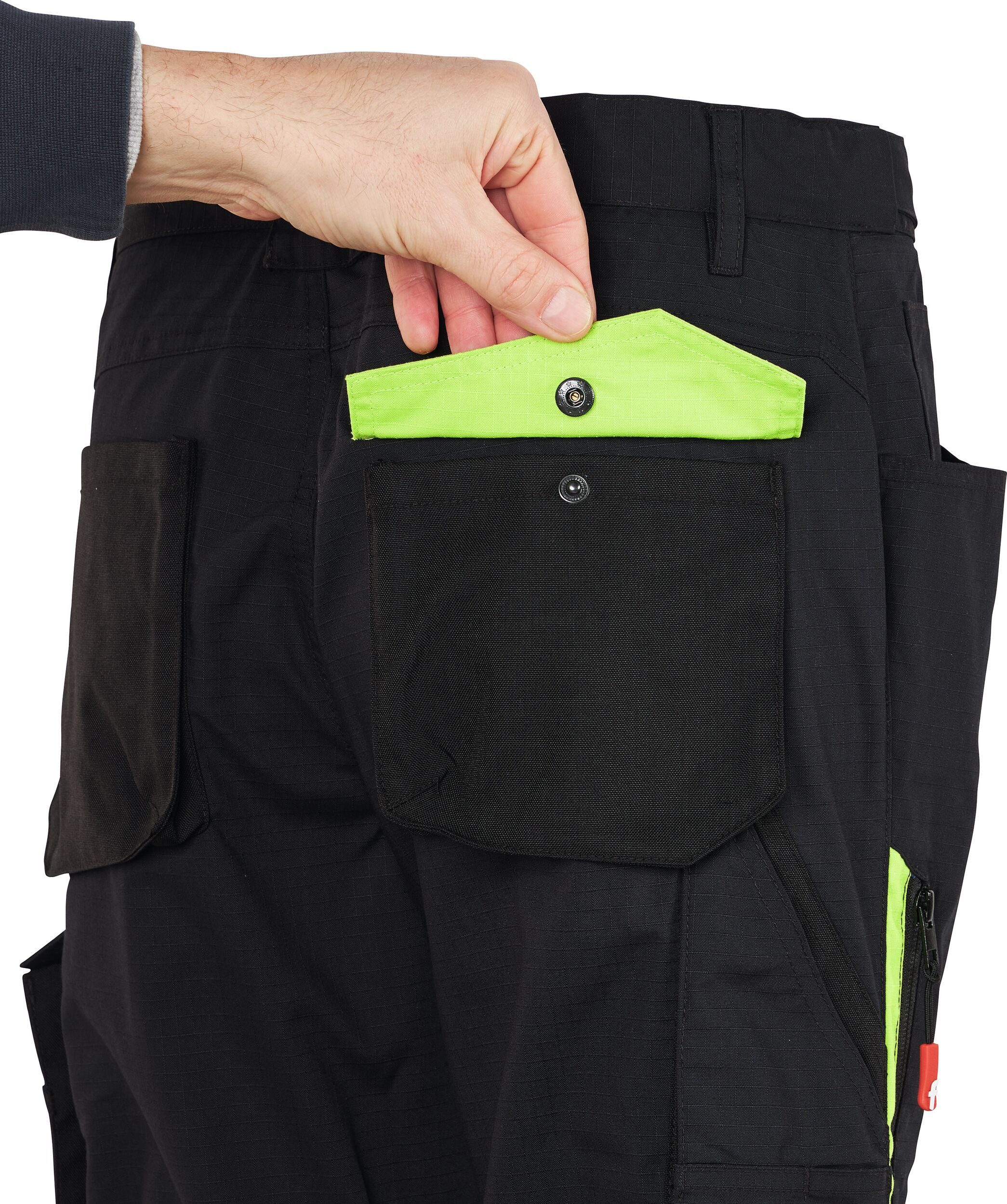 fortis Arbeitsbundhose Herren-Bundhose Performance schwarz/lime