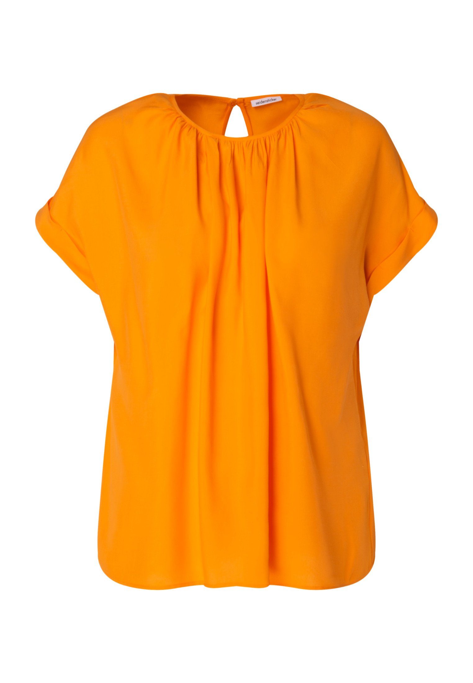 seidensticker Shirtbluse Schwarze Rose Kurzarm Rundhals Uni Orange