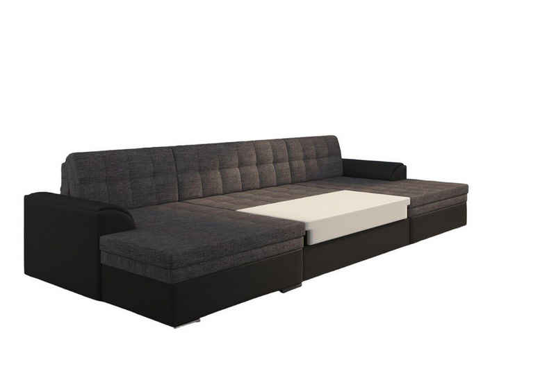 JVmoebel Ecksofa Klassisch Design Ecksofa Bettfunktion Couch Leder Textil Sofas sofort, 1 Teile, Made in Europa
