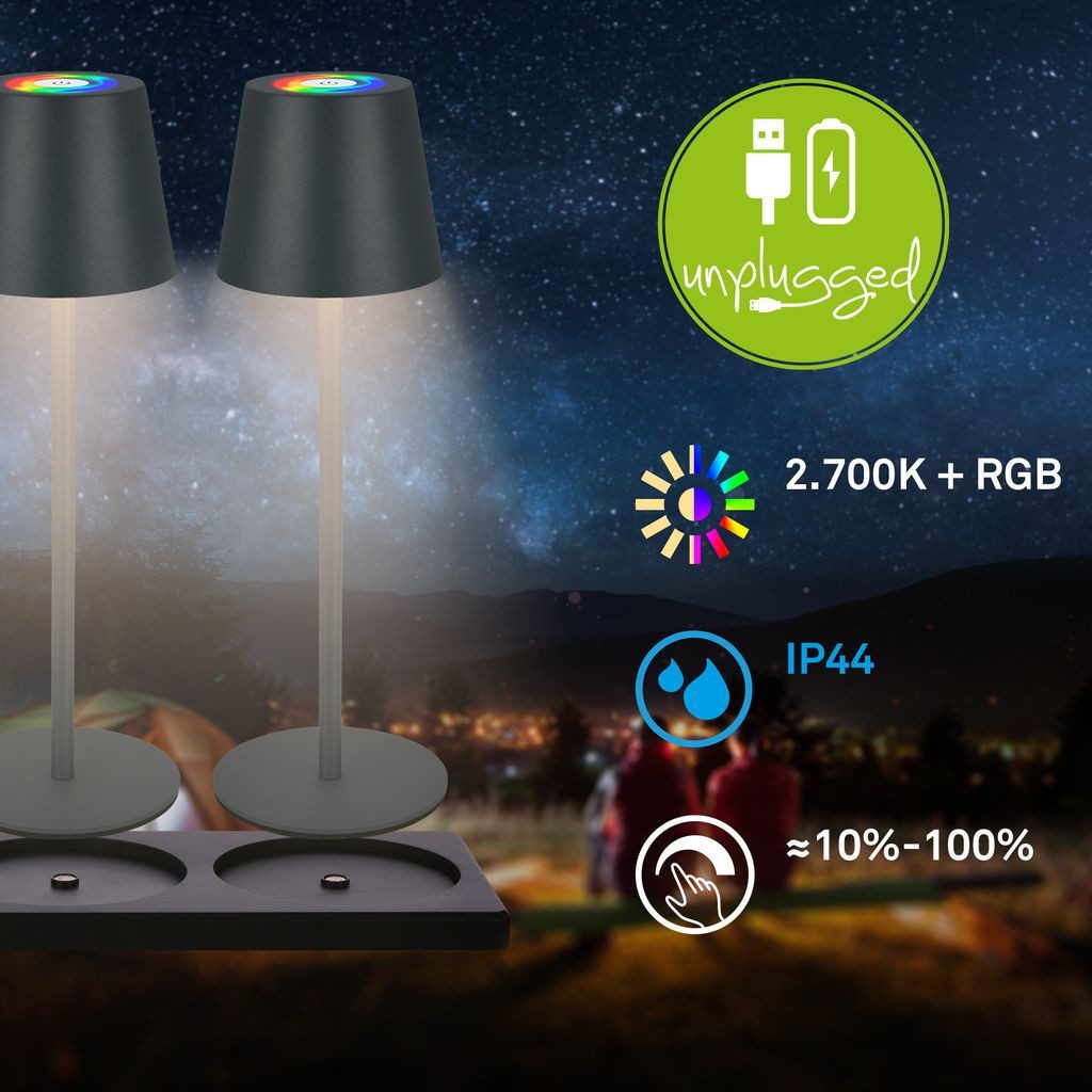 Briloner Leuchten Tischleuchte 12x Tischlampen Akku Ladestationdimmbar touc günstig online kaufen