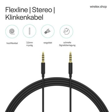 Flexline® Flexline® Audio Klinkenkabel 3,5mm 4-polig, hochflexibel, vergoldet Audio-Kabel, (150,00 cm)