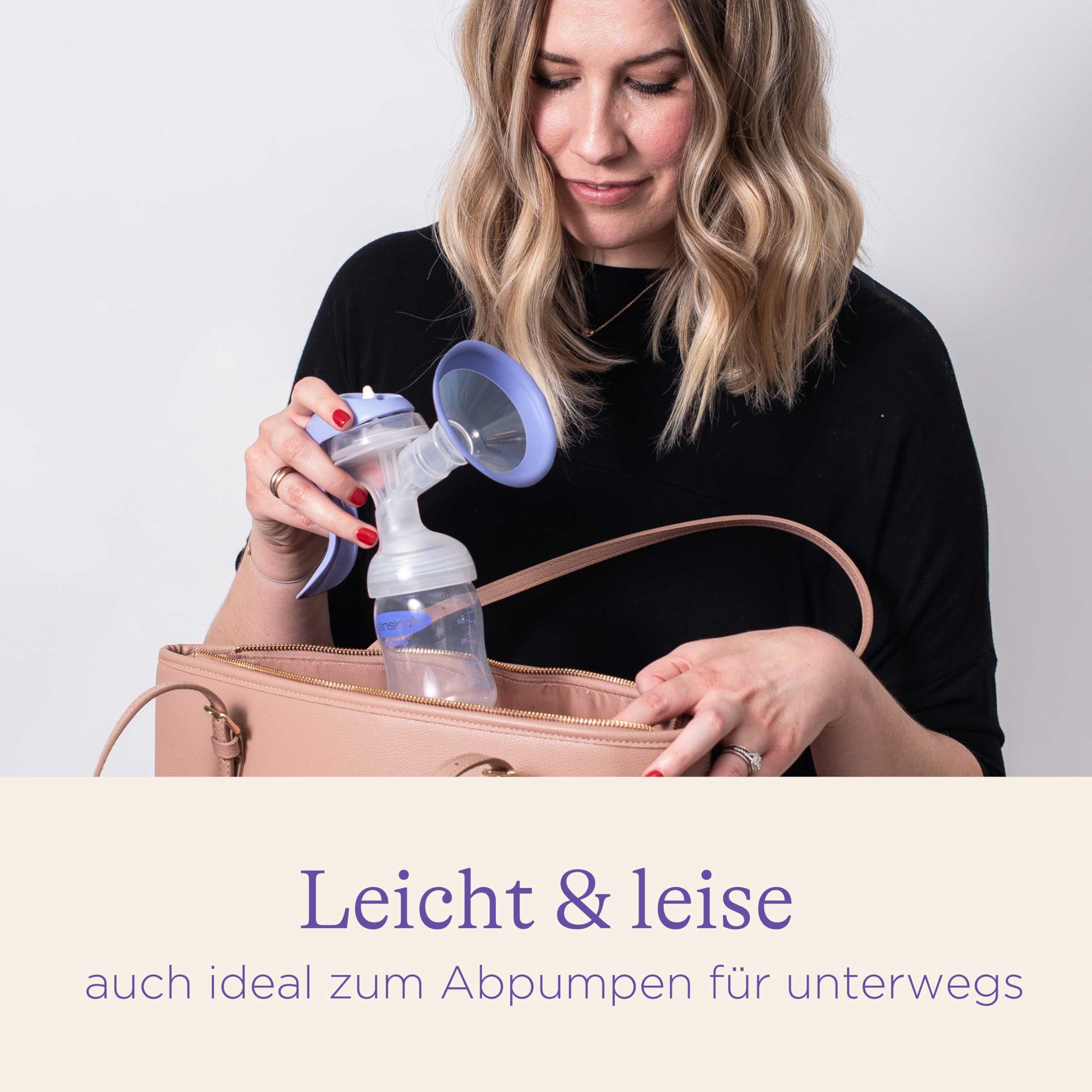 Lansinoh Handmilchpumpe Handmilchpumpe - manuelle Milchpumpe für sanftes und effektives Abpump, Manuell, 2-Phasen, BPA- und BPS-frei, ergonomischer Griff