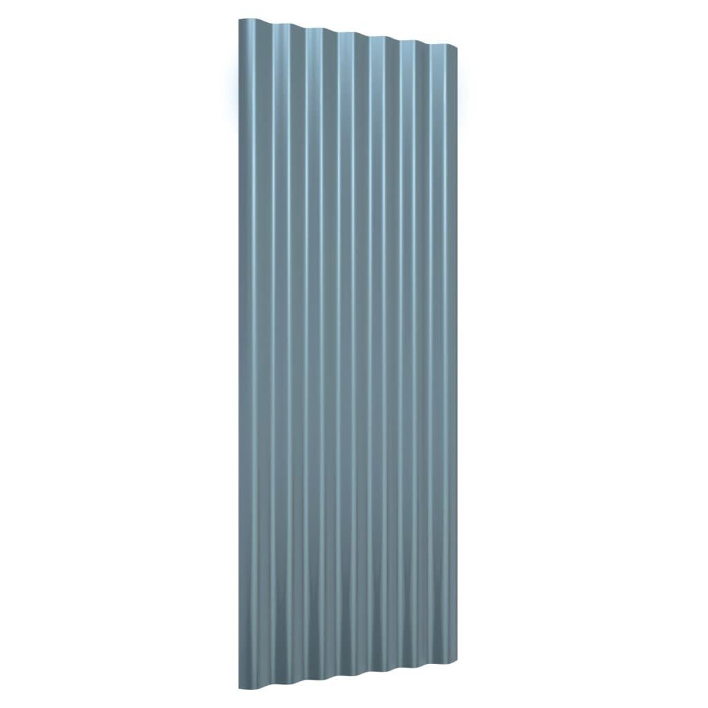 vidaXL Dachschindeln 100 x 36 cm Dachpaneele 12 Stk Pulverbeschichteter Stahl Grau 100x36 c