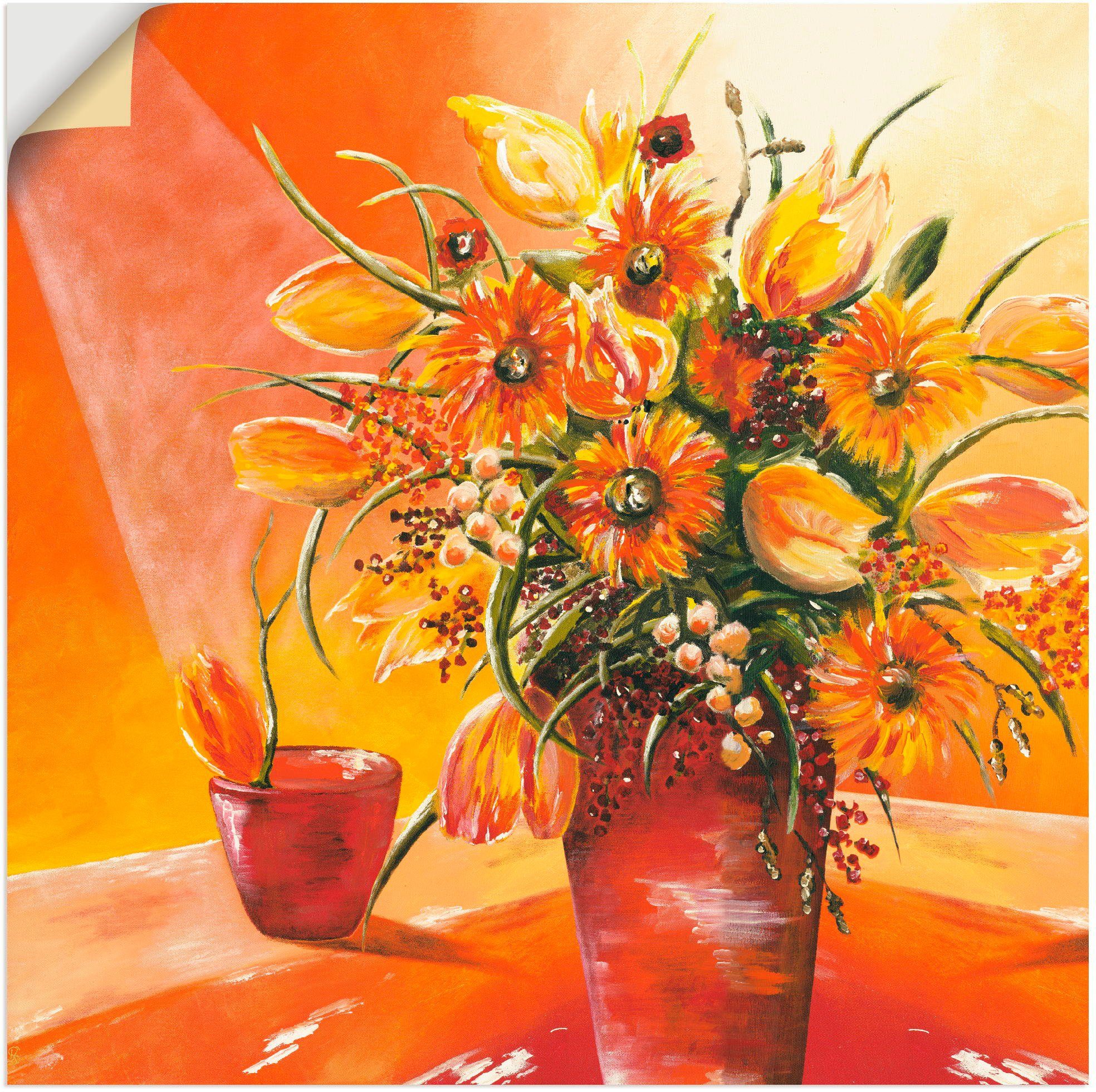 Artland versch. Alubild, Wandaufkleber (1 in I, Leinwandbild, in Blumenstrauß Poster Blumen als Wandbild St), Größen oder Vase