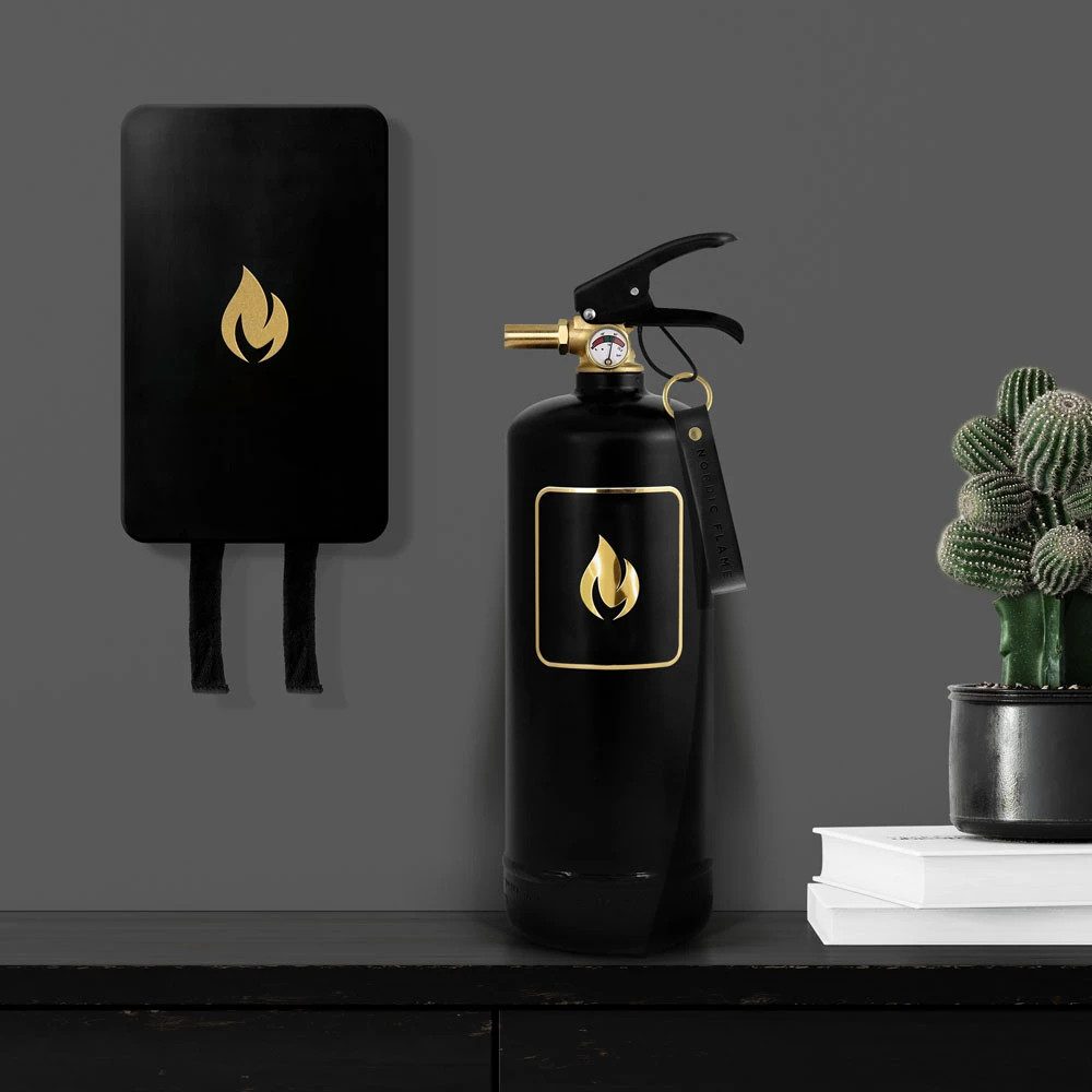 Nordic Flame Dekoobjekt Löschdecke schwarz gold, 120x120cm