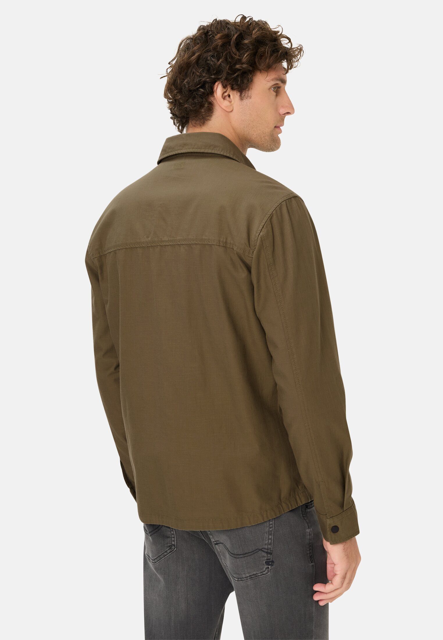 camel active Hemdjacke mit Taschen Langarm Markenlabel