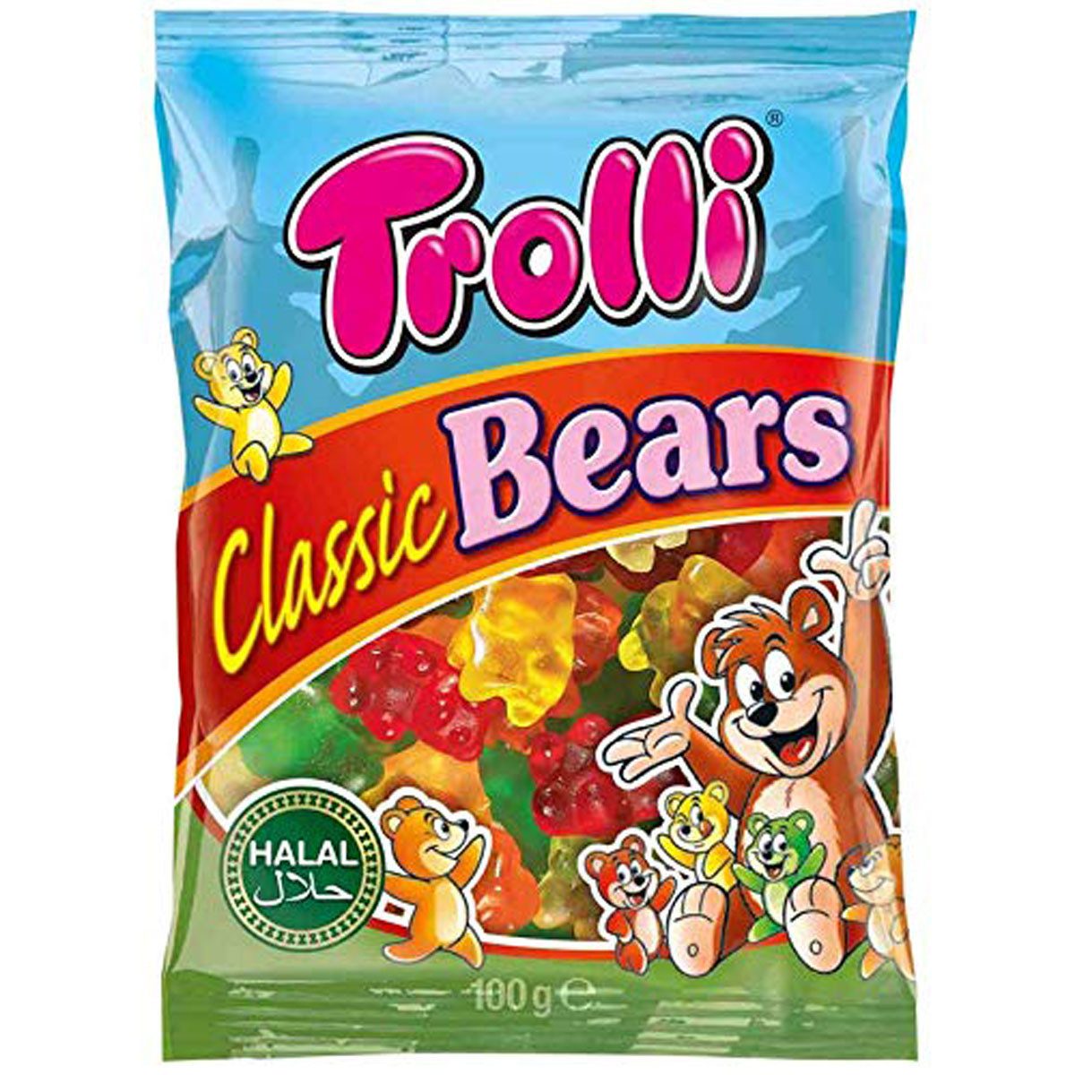 TROLLI Süßigkeit, Trolli Classic Bears Halal fruchtig leckere Gummibärchen 100g