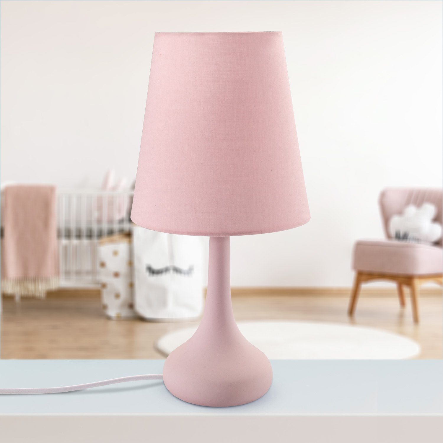 ohne Tischleuchte E14 HELA, LED Modern Lampe, Wohnzimmer u. Für Paco pink Tischleuchte Kinderzimmer Home Leuchtmittel,