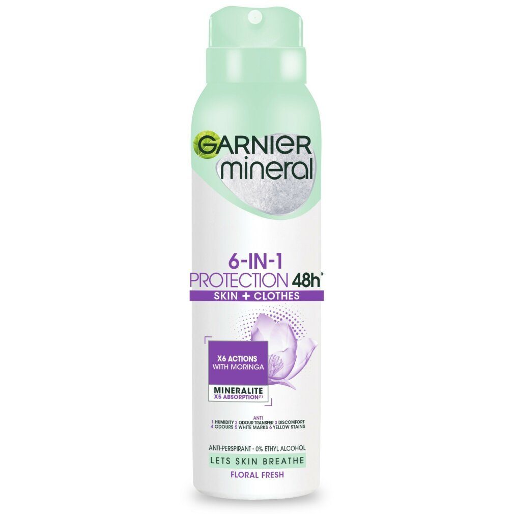 GARNIER Deo-Roller Mineral Deodorant Spray 6in1 Schutz 48h Floral Fresh-150ml