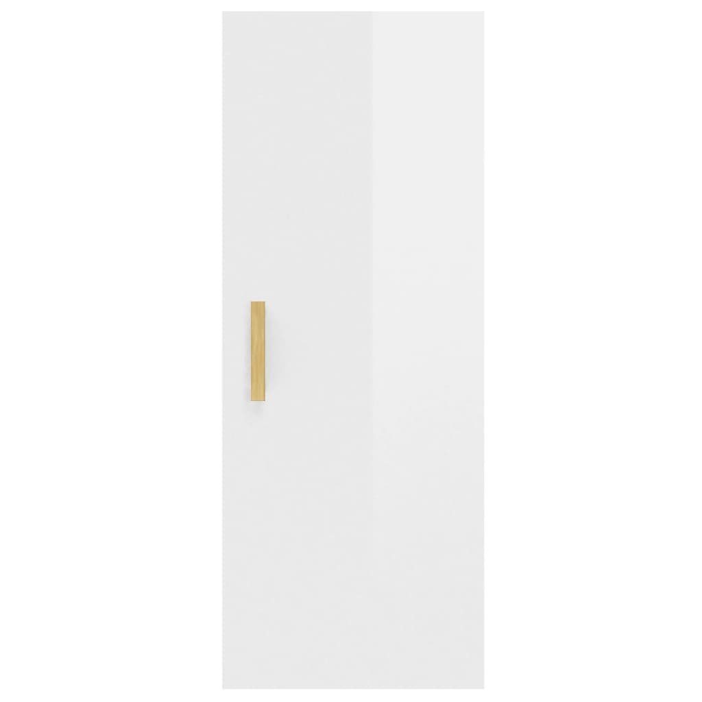 cm Hochglanz-Weiß Wandschrank 1-tlg. 34,5x34x90 vidaXL Holzwerkstoff, Regal