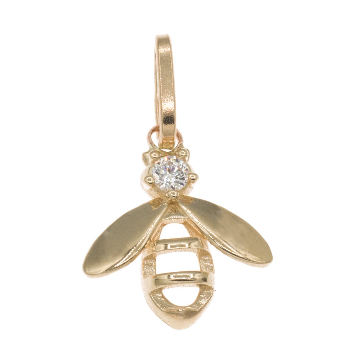 Bella Carina Blumenanhänger Anhänger Biene mit Zirkonia 585 Gold 14 Karat, 585 Gold 14 Karat