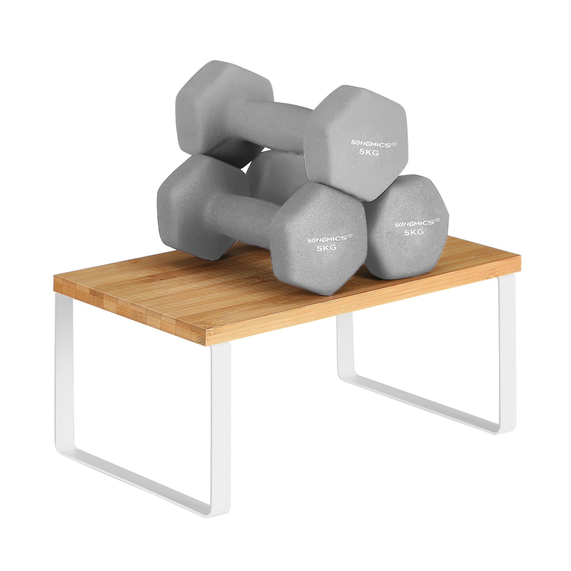 SONGMICS Gewürzregal Küchen-Organizer, Küchenregal, Schrank-Organizer Küche, kleines Regal, 2-tlg., erweiterbar, stapelbar, Metall und Holzwerkstoff – Bild 5 von 5