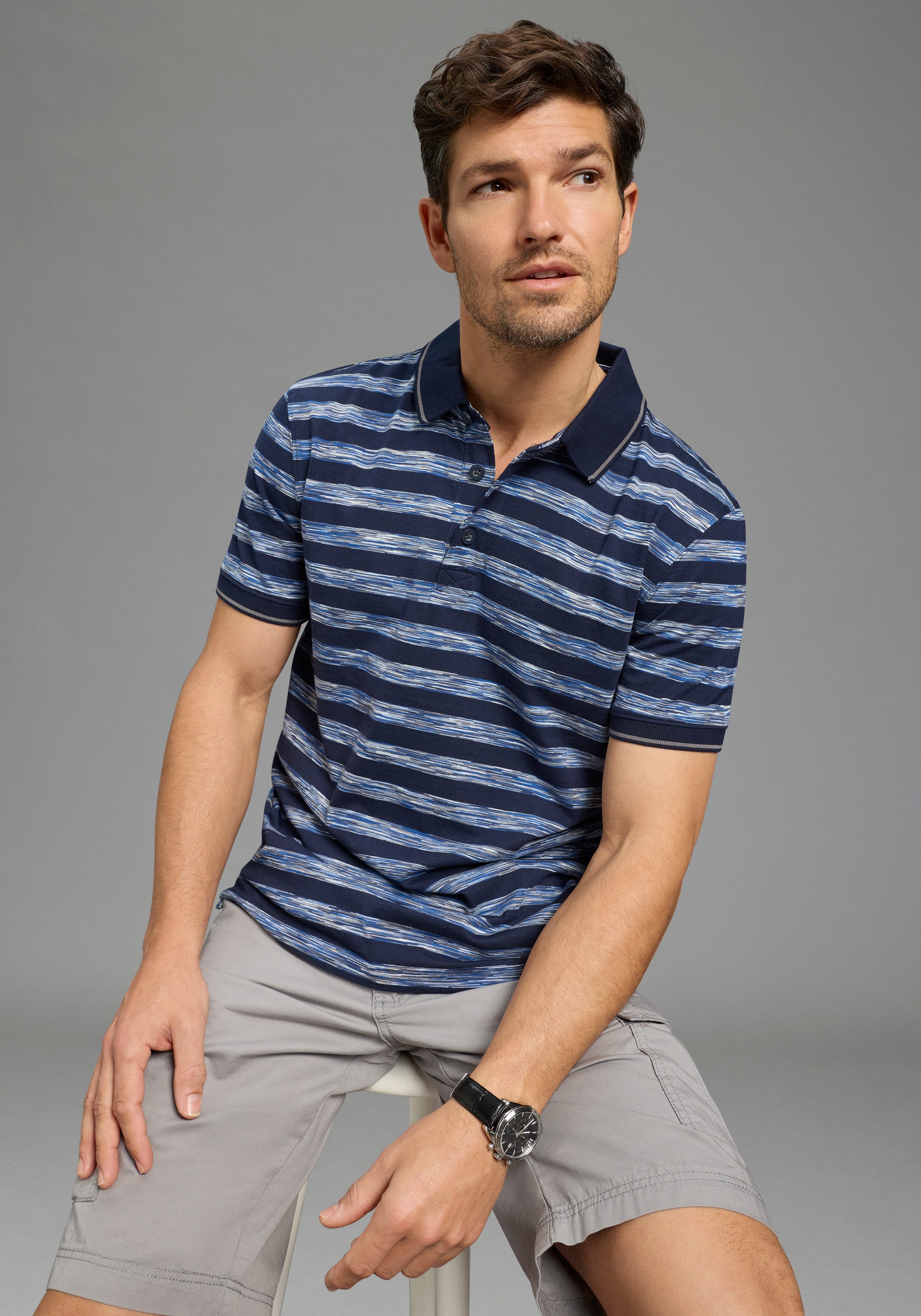 Man's World Poloshirt Neue Kollektion! normale Passform, Kurzarm, geringeltes Design, aus Single Jersey