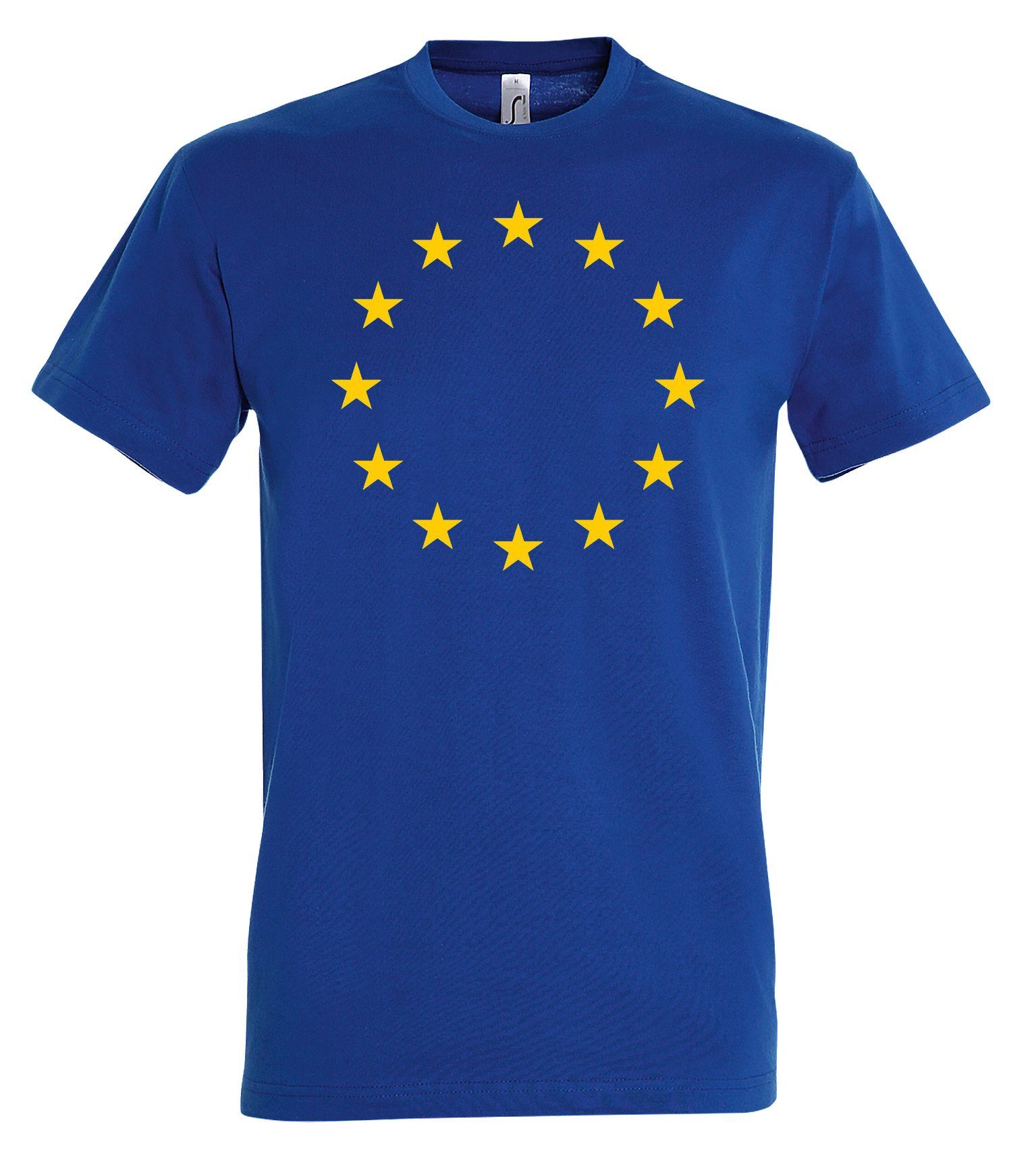 Flagge Aufdruck Royalblau EU Herren Youth Sterne Designz T-Shirt Print-Shirt modischem EU Europa mit