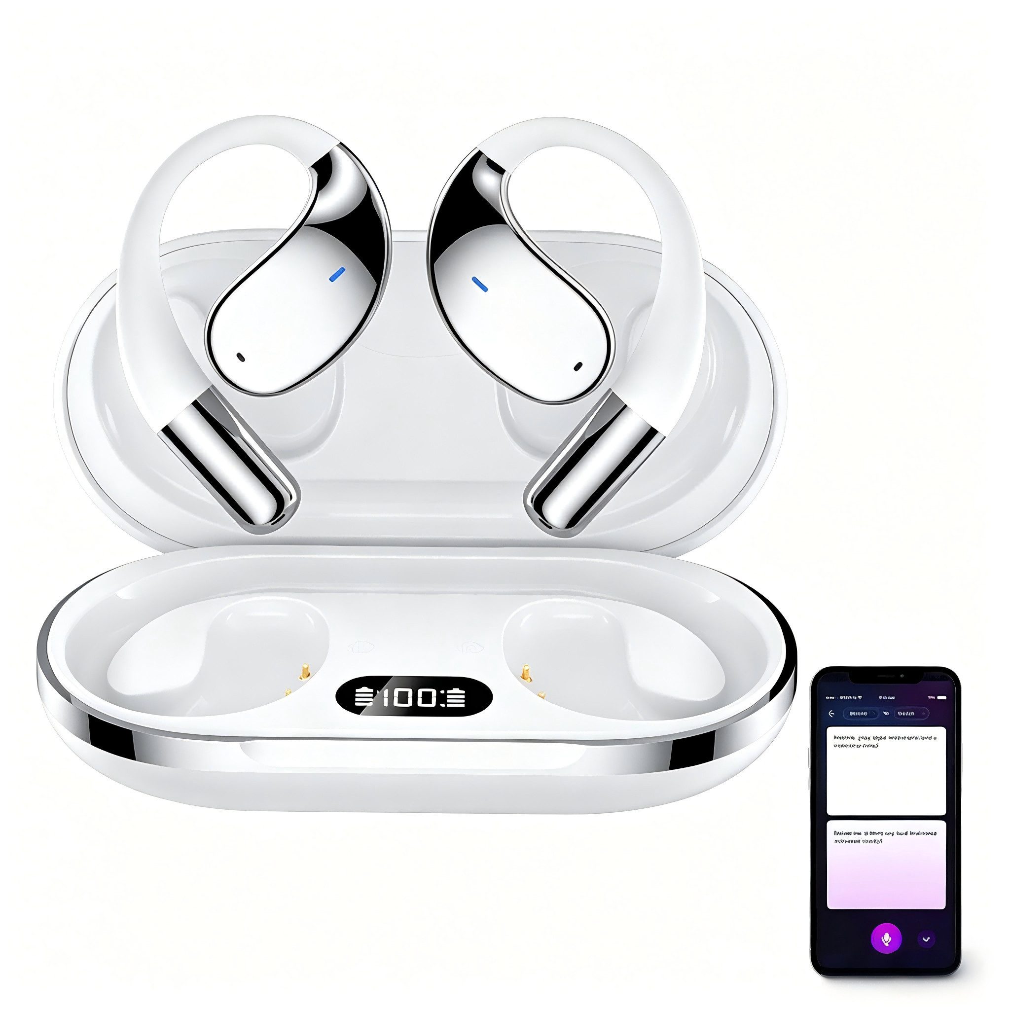 ibettertec In Ear Ohrhörer, Sprachübersetzer Kopfhörer AI Übersetzungskopfhörer Open-Ear-Kopfhörer (3-in-1 Sprachubersetzer Kopfhorer, Bluetooth 5.4 Sport-Kopfhorer, für Übung, Büro und Langzeitgebrauc, Bluetooth Kopfhörer)