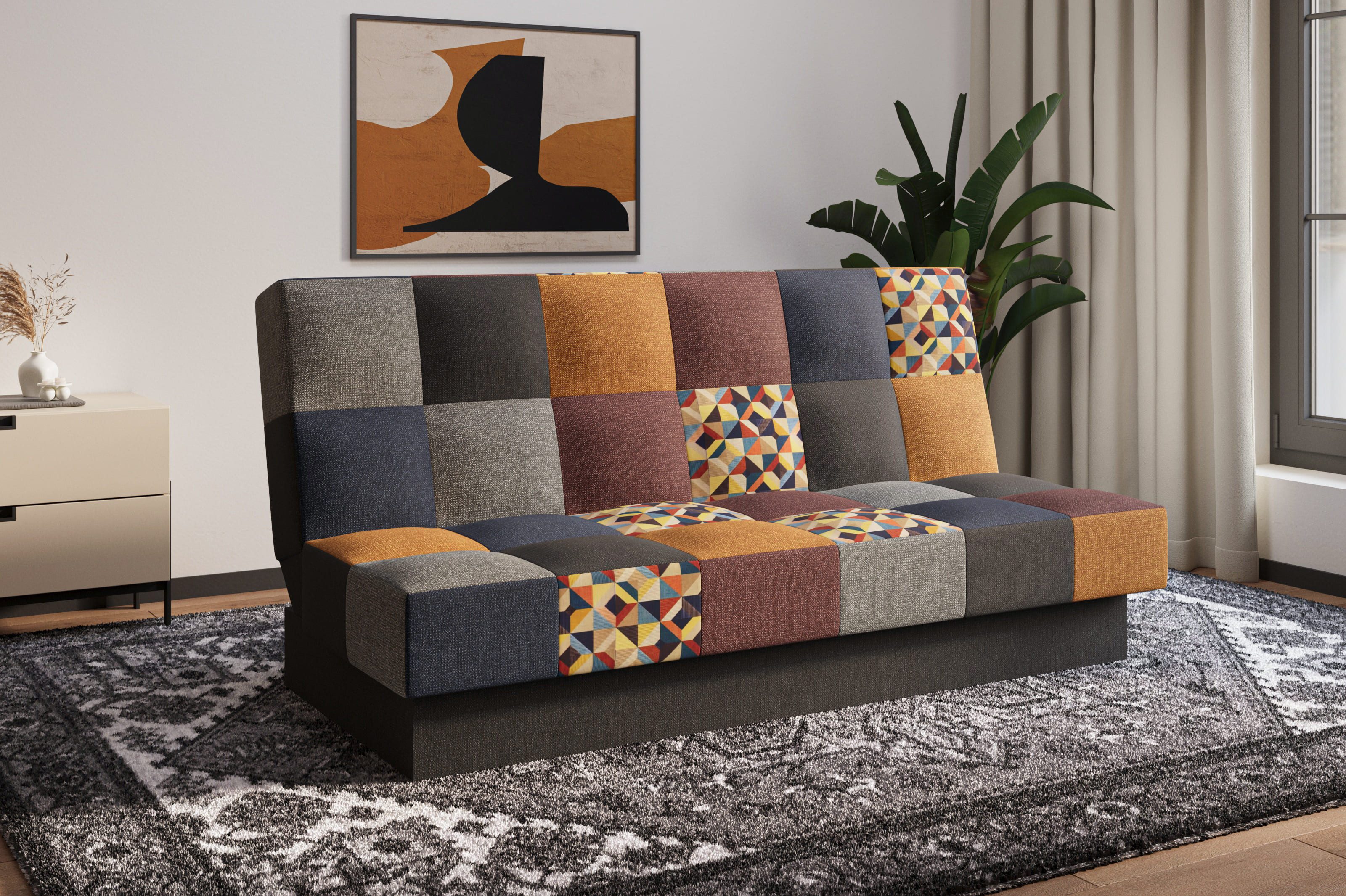 MOEBLO Schlafsofa CYPRUS Patchwork, – Sofa Kippsofa Klappsofa Click-Clack C günstig online kaufen