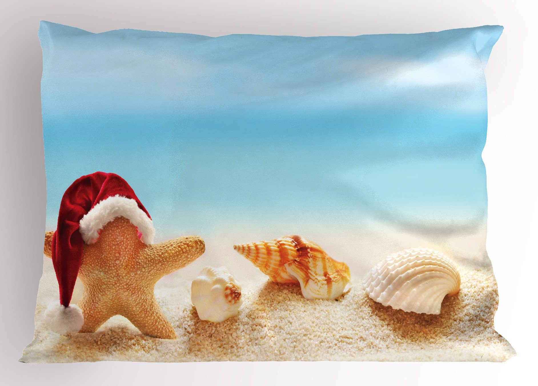 Kissenbezüge Dekorativer Size (1 Seestern Standard Kissenbezug, King Abakuhaus Stück), Strand exotischer Weihnachtsmann Gedruckter
