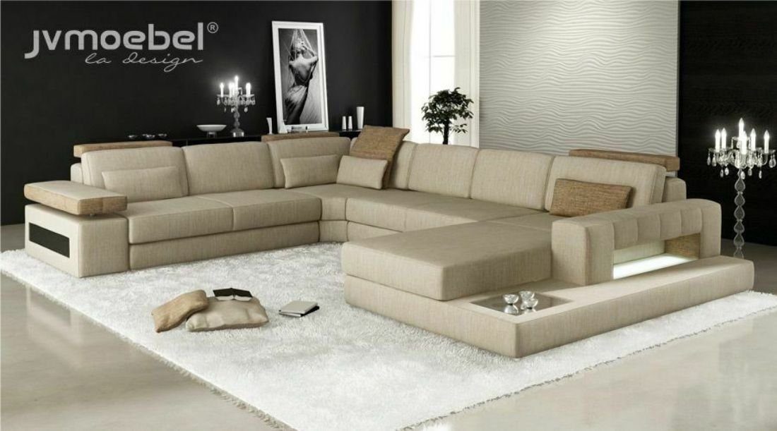 U JVmoebel Wunderschöne Wohnlandschaft Polster Form Ecksofa, Sofa Couch Ecke XXL Ecksofa