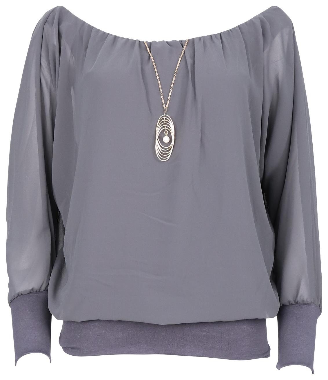 malito more than fashion Chiffonbluse 1133 Bluse mit Fledermausärmeln Einhe günstig online kaufen