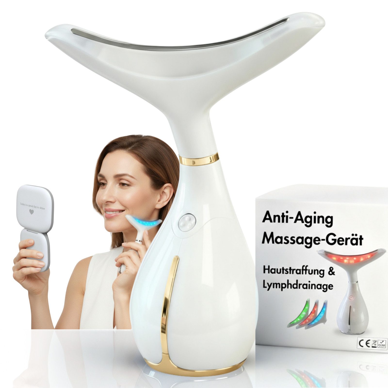 BeautiQ Gesichtsmassagegerät [Preissieger] Beauty Prestige Anti-Aging, Faltenwunder, 4-in-1-Technologie für jugendliche Haut: LED, Vibration, Wärme & Kälte