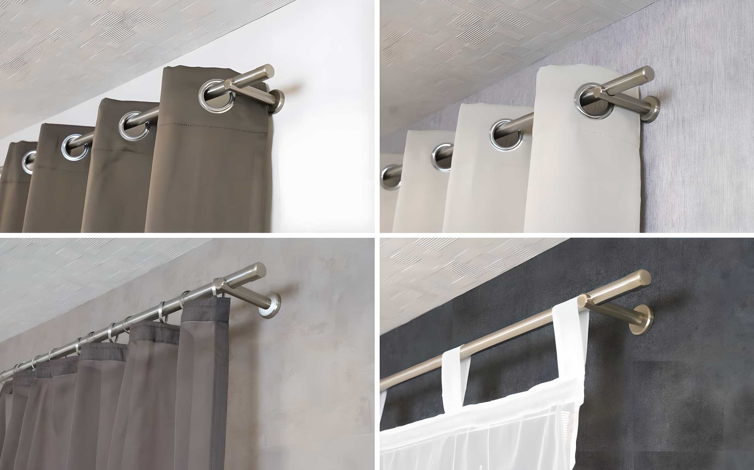 iso-design Gardinenstange 20 mm Farbe Edelstahl, Endstück Kappe, Ø 20 mm, 1-läufig, Fixmaß, verschraubt, Metall, Rohr aus Edelstahl – Bild 3 von 5