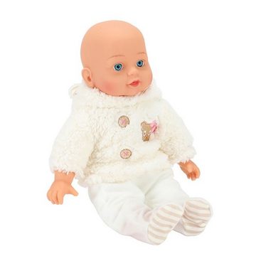 Toi-Toys Babypuppe Babypuppe in Bären-Jacke und Kindersitz 33cm